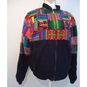 vtg Artsy Guatemalan Ethnic bomber patchwork quilted coat jacket men XL women 1X